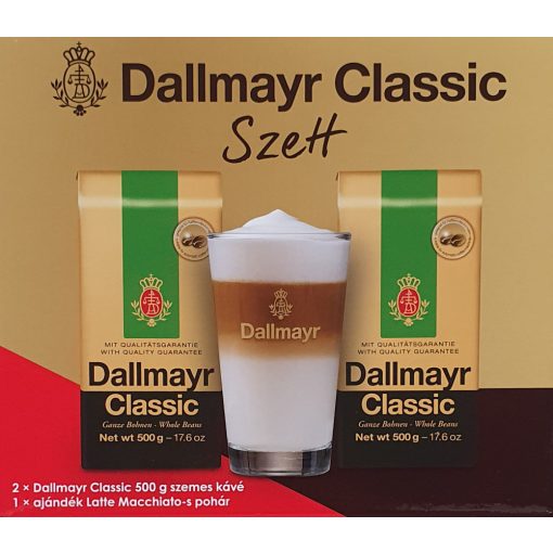 Dallmayr Classic szett 2 x 500 g szemes kávé + Latte-s pohár 