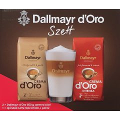   Dallmayr d'Oro szett 2 x 500 g szemes kávé + Latte-s pohár 