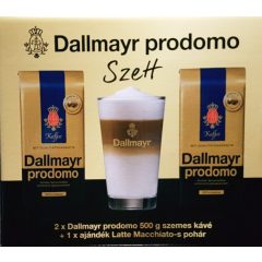   Dallmayr Prodomo szett 2 x 500 g szemes kávé + Latte-s pohár 