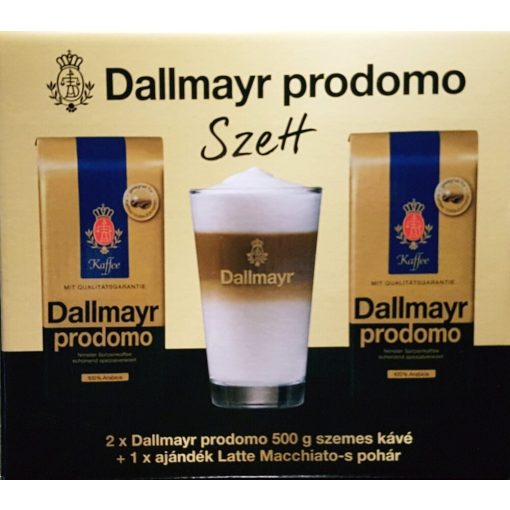 Dallmayr Prodomo szett 2 x 500 g szemes kávé + Latte-s pohár 