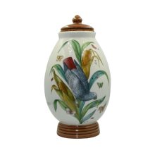 Nymphenburg porcelán kávétartó váza (kék papagáj)