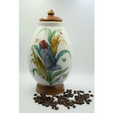 Nymphenburg porcelán kávétartó váza (kék papagáj)