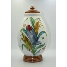 Nymphenburg porcelán kávétartó váza (kék papagáj)