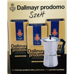   Dallmayr Prodomo szett 3 x 500 g őrölt kávé + kávéfőző díszdobozban