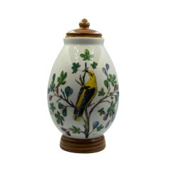 Nymphenburg porcelán kávétartó váza (sárga papagáj)