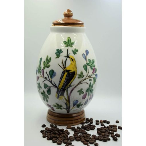 Nymphenburg porcelán kávétartó váza (sárga papagáj)