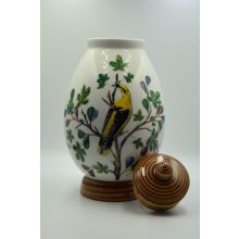 Nymphenburg porcelán kávétartó váza (sárga papagáj)