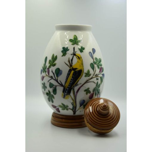 Nymphenburg porcelán kávétartó váza (sárga papagáj)