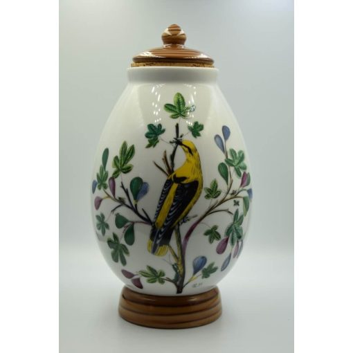 Nymphenburg porcelán kávétartó váza (sárga papagáj)